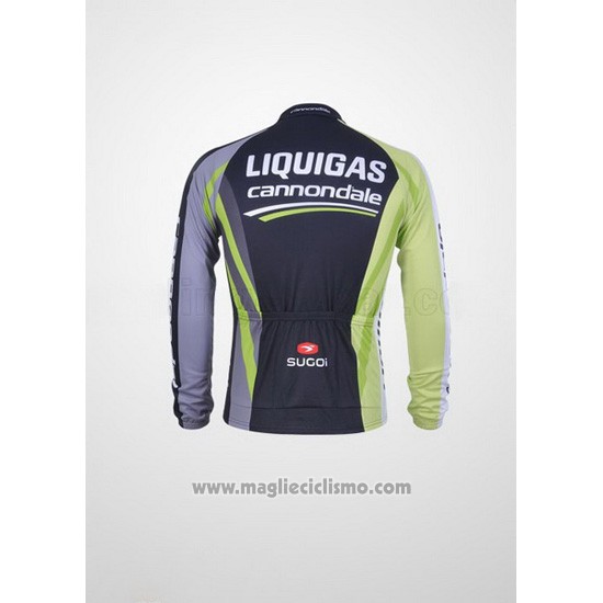 2011 Abbigliamento Ciclismo Liquigas Cannondale Nero e Verde Manica Lunga e Salopette